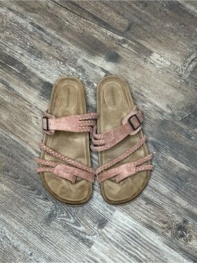 Maurices Blush Braided Strap Slide Sandals